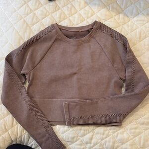 Brown/Red Long Sleeve Cropped Athletic top